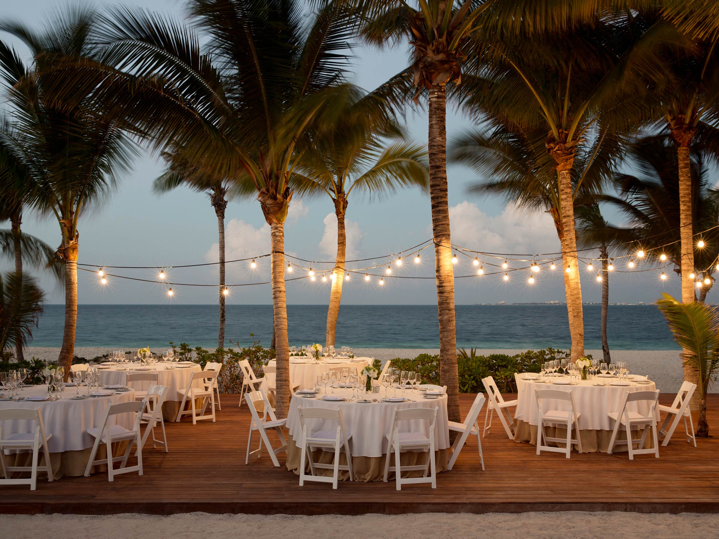 Evening Beach Wedding Reception in Cancun